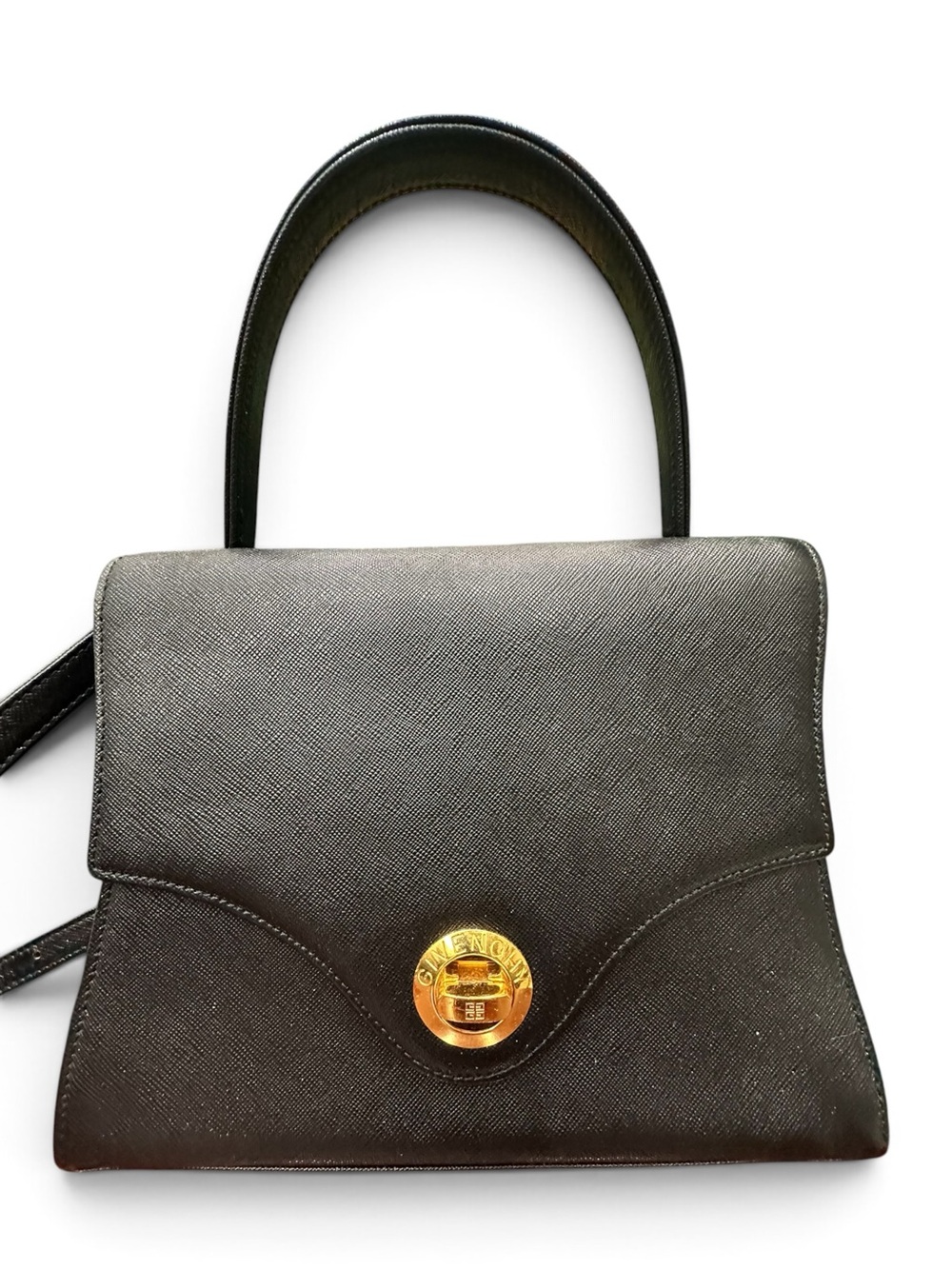 Vintage Givenchy Sacs A Main Black Leather Top Handle Crossbody Bag
